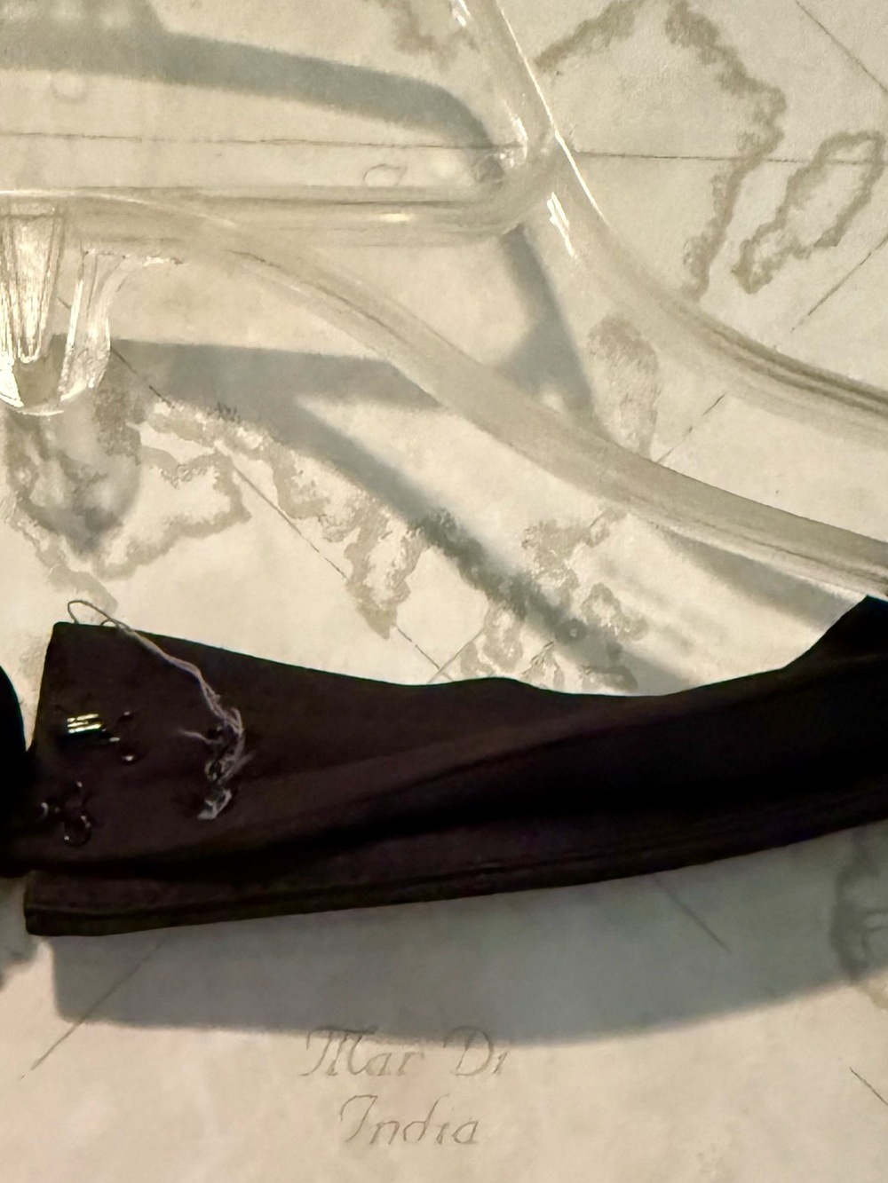 David's Bridal Black Satin A-Line Gown with Jewel Detail - Picture 7 of 7